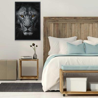 Quadro Leão Preto E Branco 2 80x120 Cm Tecido Canvas