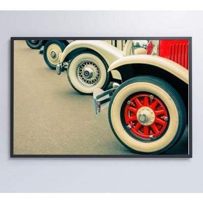 Quadro Rodas Carros Classicos 120x80 Cm Adesivo Fotográfico