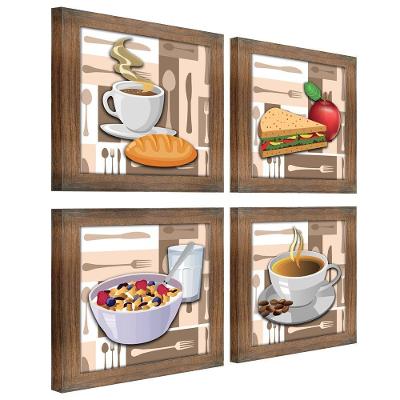 Quadro Cozinha Café Padaria Copa 20X20Cm Kit 4 Un Ypê
