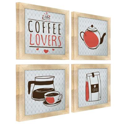 Quadro Cozinha Café Padaria Copa 20X20Cm Kit 4 Un Carvalho
