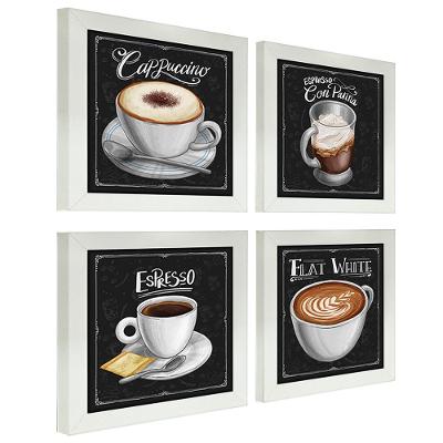 Quadro Decorativo Café Expresso Padaria 20X20Cm 4 Un Branca