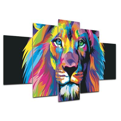 Kit 5 Placa Quadro 3d Borda Infinita Leão De Judá 