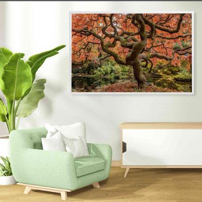 Quadro Sakura Rosa Outono 60x40 Cm Tecido Canvas