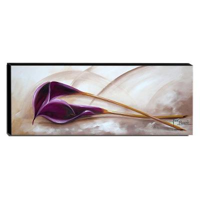 Quadro De Pintura Copo De Leite Roxo 40x105cm-1628