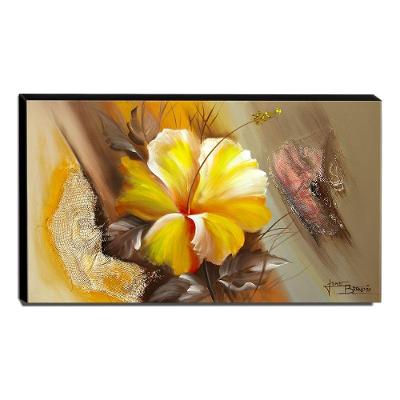 Quadro De Pintura Hibisco Amarelo 70x120cm-1483