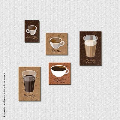 Tipos De Café Quadro Com 5 Peças 6mm Placa Ultra-brilho