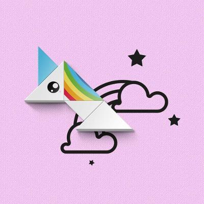 Unicórnio No Céu - Entre Quadros E Adesivo - 5 Pçs