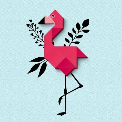Flamingo - Entre Quadros E Adesivo De Parede - 13 Pçs