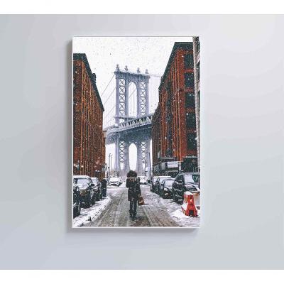 Quadro Ponte Do Brooklyn Neve 60x90 Cm Tecido Canvas