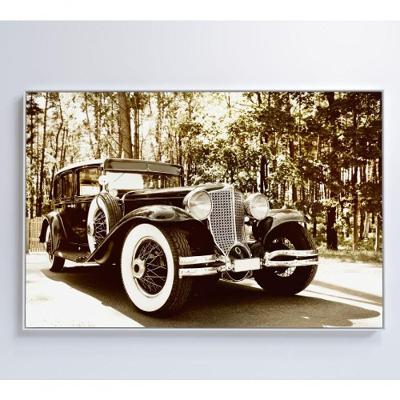Quadro Carro Clássico Preto E Branco 60x40 Cm Adesivo Fotográfico