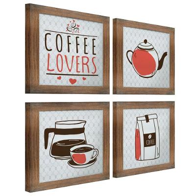 Quadro Cozinha Café Padaria Copa 20X20Cm Kit 4 Un Ypê