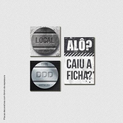 Caiu A Ficha Quadro Com 3 Peças 6Mm Placa Ultra-Brilho