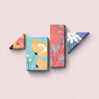 Flores Coloridas - Quadro Ou Placa Com 4 Peças 15mm
