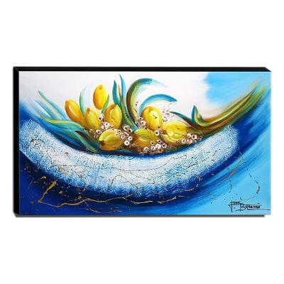 Quadro De Pintura Tulipas Amarelas 60x105cm-1480