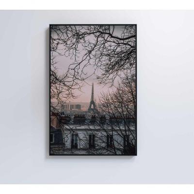 Quadro Torre Eiffel Neblina 40x60 Cm Tecido Canvas
