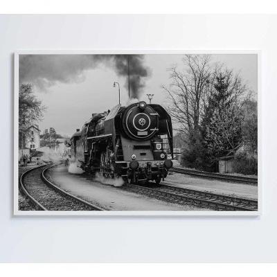 Quadro Trem Preto E Branco 2 60x40 Cm Tecido Canvas
