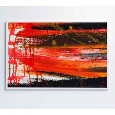 Quadro Pintura Vermelho 90x60 Cm Vidro Impresso