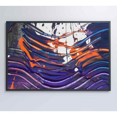 Quadro Pintura Roxo 90x60 Cm Tecido Canvas