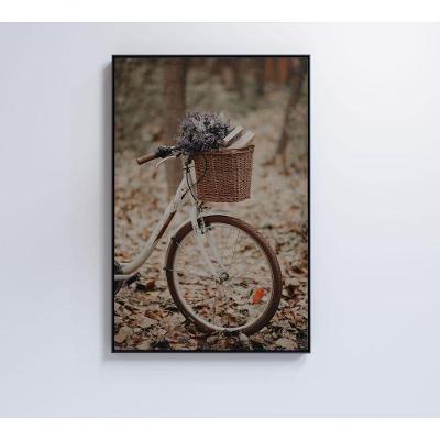 Quadro Bicicleta Branca 60x40 Cm Tecido Canvas