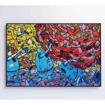 Quadro Grafite Robôs 120x80 Cm Vidro Impresso