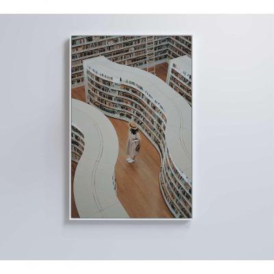 Quadro Arquitetura Biblioteca 40x60 Cm Vidro Impresso
