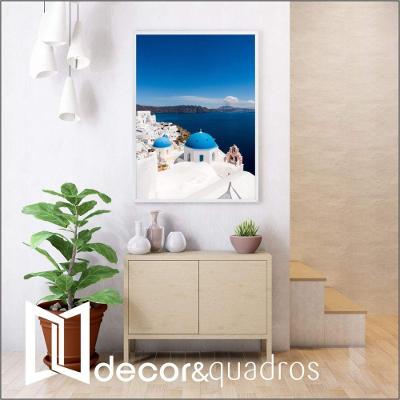 Quadro Ilha De Santorini 60x90 Cm Tecido Canvas