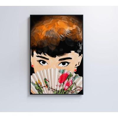 Quadro Audrey Hepburn 80x120 Cm Tecido Canvas
