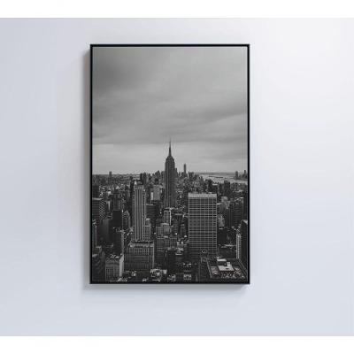 Quadro Empire State Preto E Branco 80x120 Cm Vidro Impresso