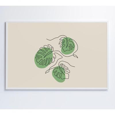 Quadro Folhas Em Linhas 120x80 Cm Tecido Canvas