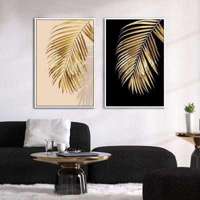 Quadro Premium Textura Cx Alta Folhas De Ouro 4 2un 40x60 Titulos Moldura Branca
