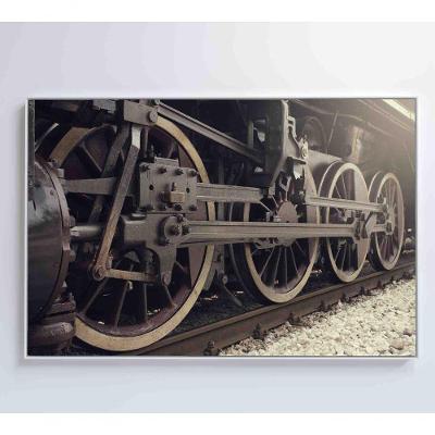 Quadro Rodas Trem Clássico 60x40 Cm Tecido Canvas