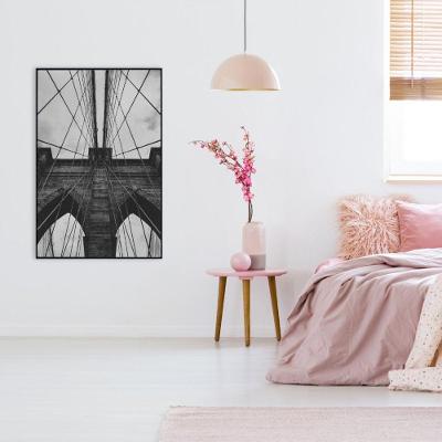 Quadro Ponte Do Brooklyn Preto E Branco 80x120 Cm Tecido Canvas