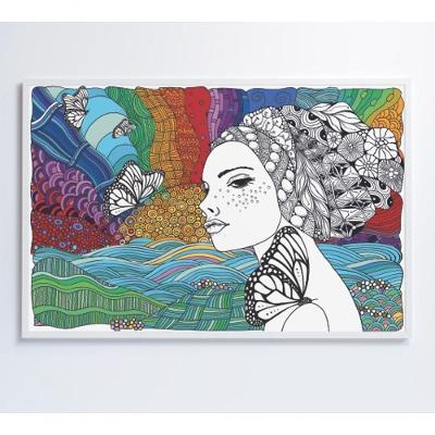 Quadro Mulher Gravura 60x40 Cm Tecido Canvas