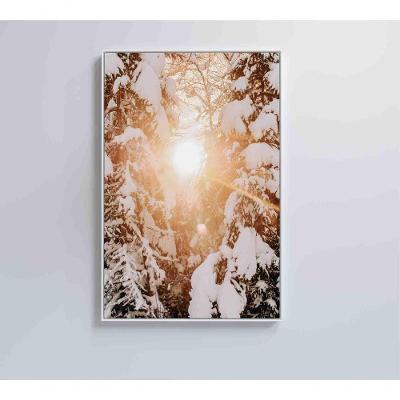 Quadro Nascer Do Sol Na Neve 90x60 Cm Tecido Canvas