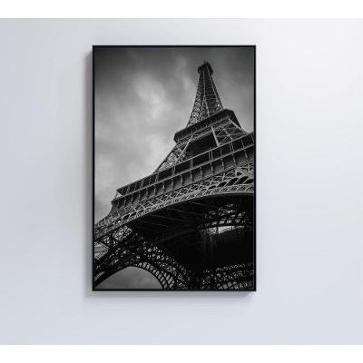 Quadro Torre Eiffel Preto E Branco 80x120 Cm Tecido Canvas