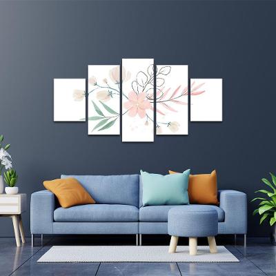 Kit Placas Quadros Decorativos 5 Pçs 3d Borda Infinita Flor