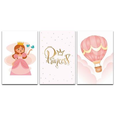 Kit Placas Quadros Decorativos 3 Peças 20x30 Menina Balão
