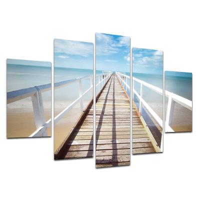 Kit Placa Quadro Decorativo 5 Pçs 3d Borda Infinita Ponte 2