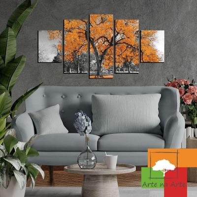Kit 5 Placa Quadro Decorativo árvore Cor 3d Borda Infinita