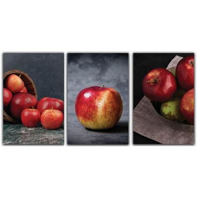 Kit Placas Quadros Decorativos 3 Peças Mdf 20x30 Maçãs