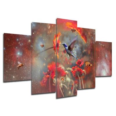 Kit 5 Placa Quadro Decorativo 3d Borda Infinita Beija Flor