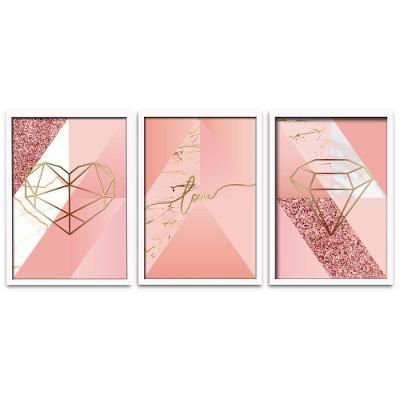 Conjunto 3 Peças 30x45 Mdf Formas Rosa Titulos