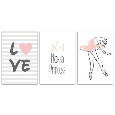 Kit Placas Quadros Decorativos 3 Peças 20x30 Menina Love