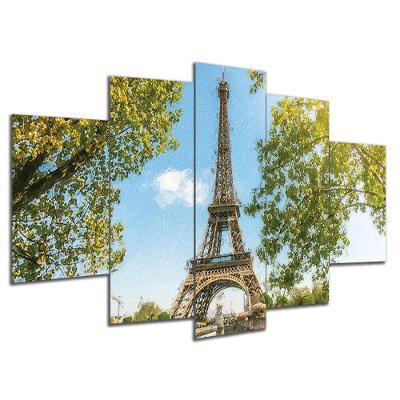 Kit 5 Placa Quadro Decorativo Paris Torre 3d Borda Infinita
