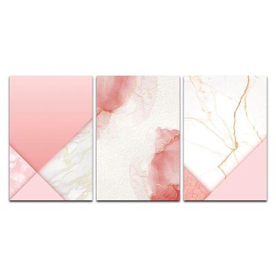 Kit Placas Quadros Decorativos 3 Pçs 20x30 Mármore Rosa