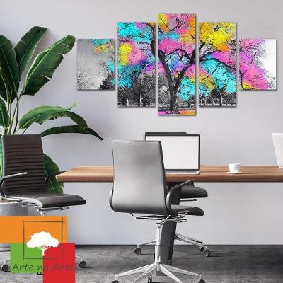 Kit 5 Placa Quadro Decorativo árvore Cor 3d Borda Infinita