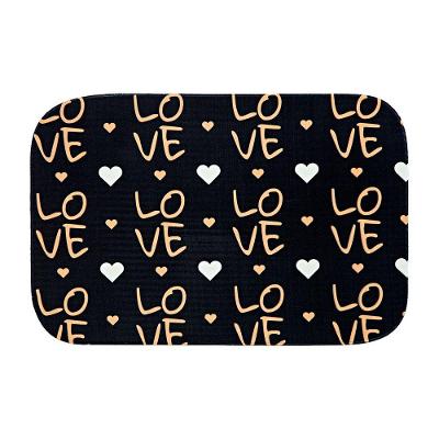 Tapete Estampado Golden Love Preto 60x40cm Antiderrapante