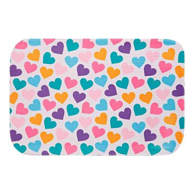 Tapete Estampado Corações Rosa 60cm X 40cm Antiderrapante