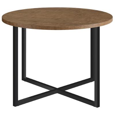 Mesa De Centro Redonda Artesano 50 Cm (largura) Em Mdp Bp Estrutura Preta Metálica Em Aço Vermont