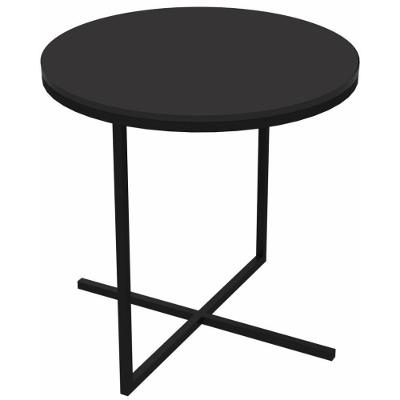 Mesa Lateral Redonda Volpi Artesano 46 Cm (altura) Em Mdp Bp Estrutura Preta Metálica Em Aço Preto